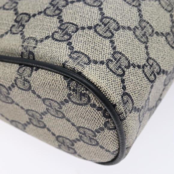 GUCCI GG Supreme Sherry Line Clutch Bag PVC Navy Gold 75 01 012 Auth gh543